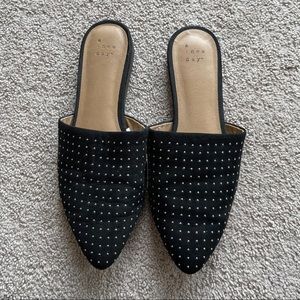 Black Flats with Silver Detailing